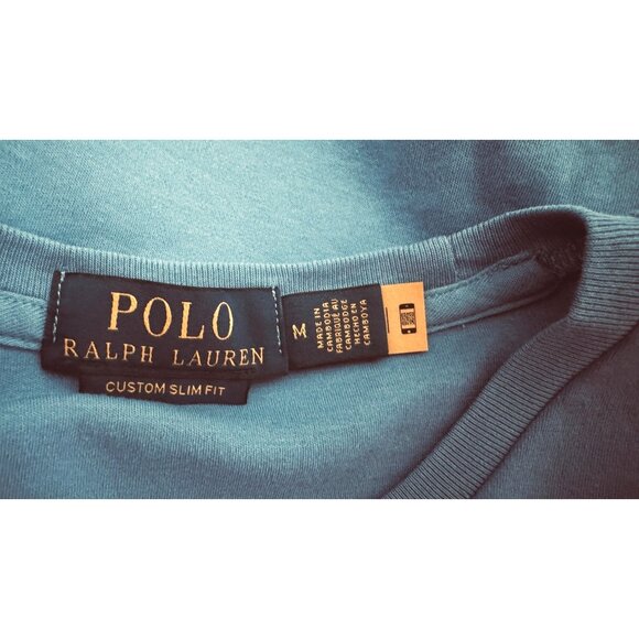 Polo Ralph Lauren Medium Blue Mens Slim Fit T-Shirt Crew Neck Mens Short Sleeve - Picture 6 of 10